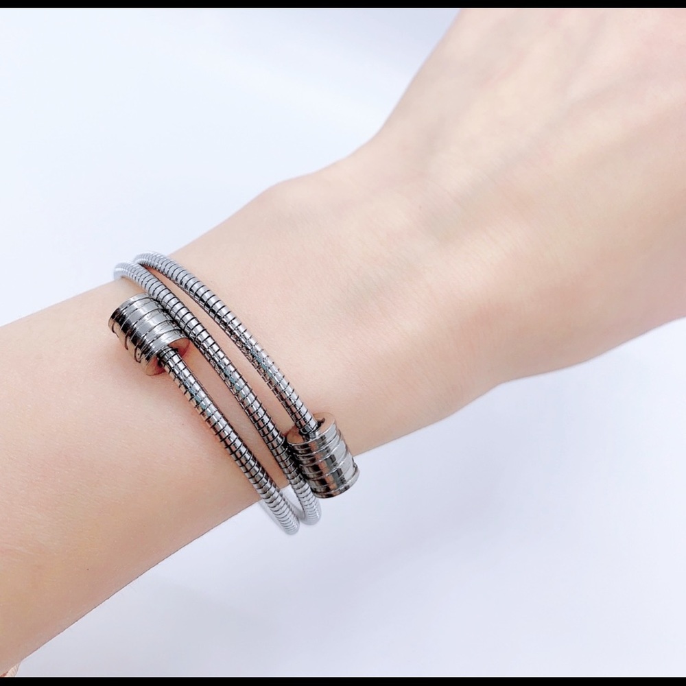 Silver-Tone Triple Coil Bracelet